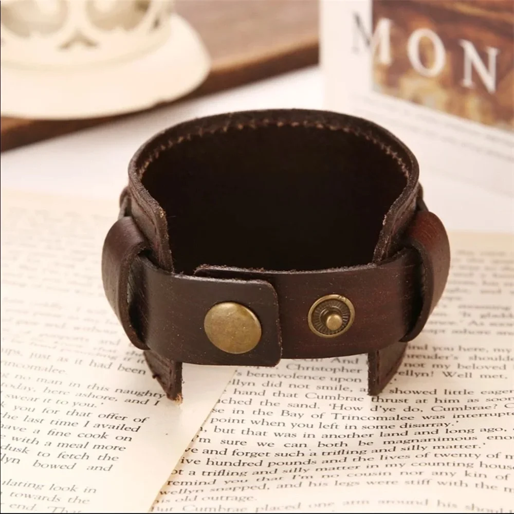 🌟🌟 Genuine Leather Double Wide Bracelet
